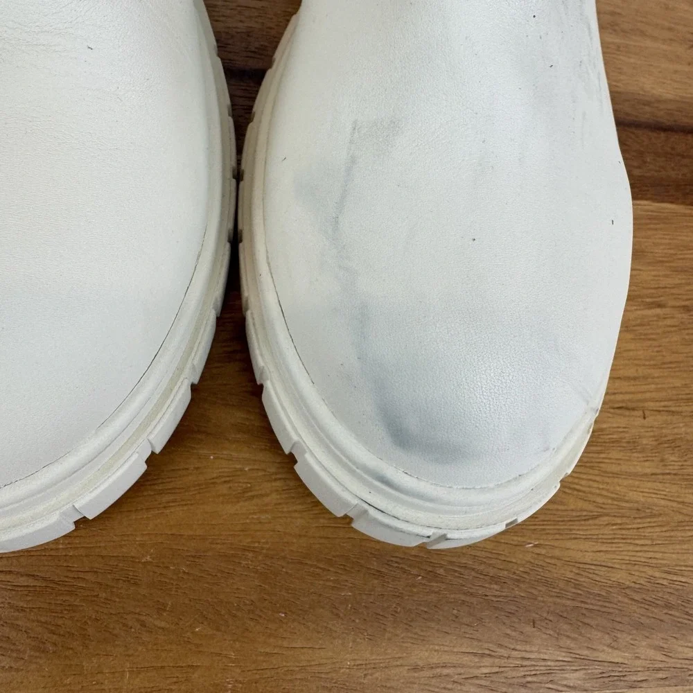 Womens Blondo Prestly Ivory Leather Waterproof Casual Ankle Boots‎ Size 11 M GUC